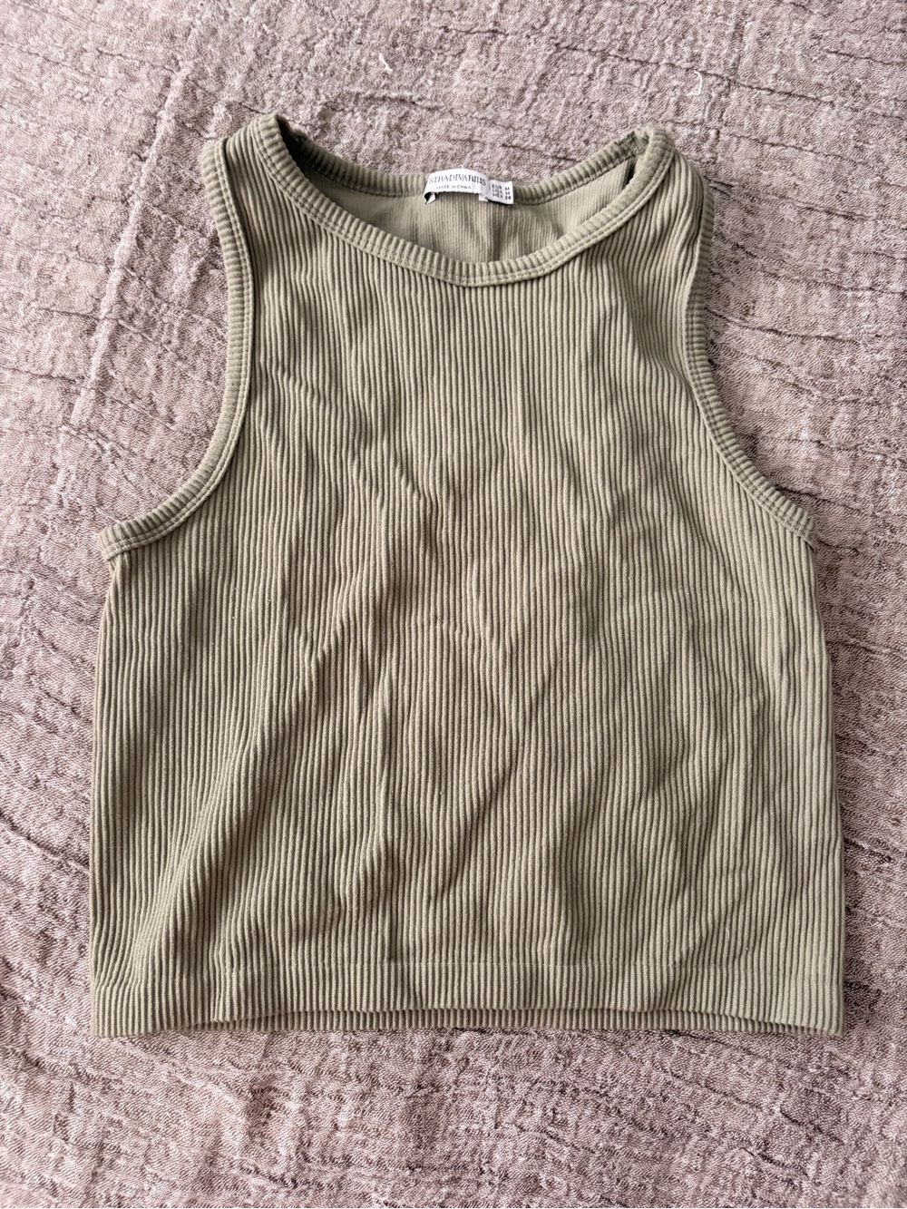 Ribbed Cropped Tank - Olive